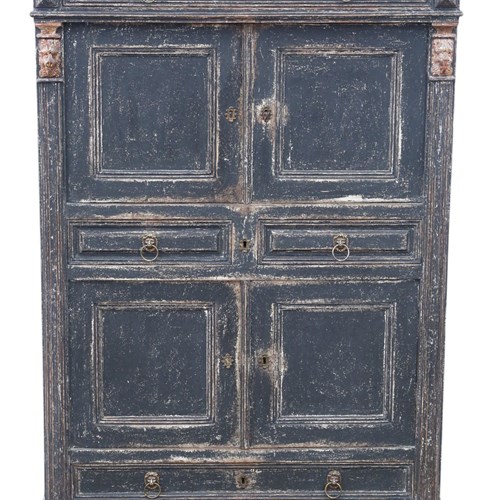 Antique 19Th Century Painted Kitchen Cupboard
