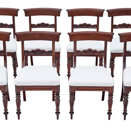 Antique 19Th Century Set Of 8 Mahogany Bar Back Dining Chairs – Fine Quality