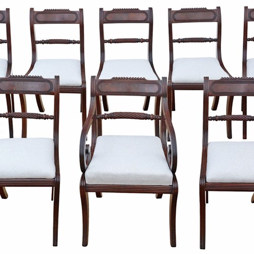 Antique Early 19Th Century Set Of 8 Georgian Regency Mahogany Dining Chairs