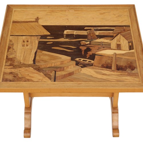 Vintage C.1960 Beech Marquetry Tilt-Top Side Table – Quality Coffee Table