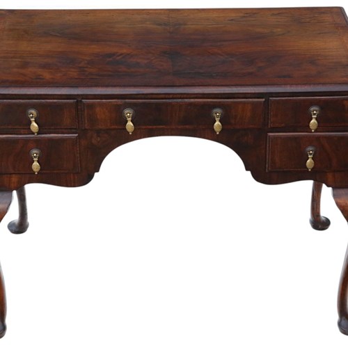 Antique C.1910 Walnut Figured 5-Drawer Writing Desk / Dressing Table 