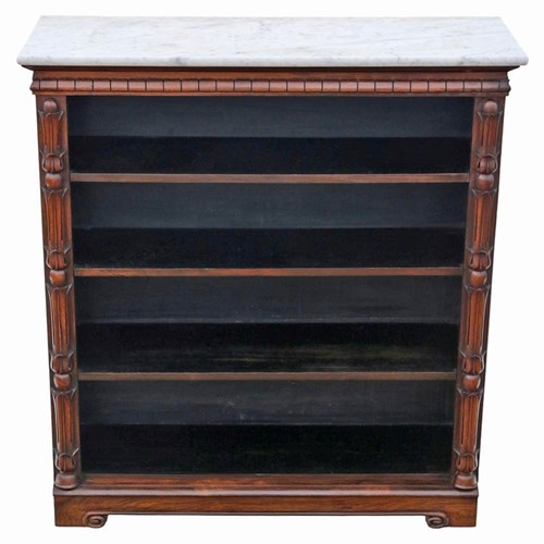 Antique 19Th Century Softwood And Marble Adjustable Bookcase