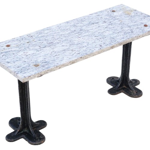 Antique C1900 Marble & Cast Iron Table Or Seat – Kitchen, Conservatory, Or Garde