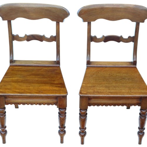 Antique 19Th Century Pair Of Light Mahogany Chairs – Fine Quality Kitchen, Dinin