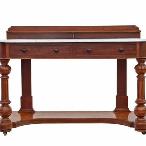 Antique 19Th Century Mahogany & Marble Washstand – Two-Drawer Dressing Table