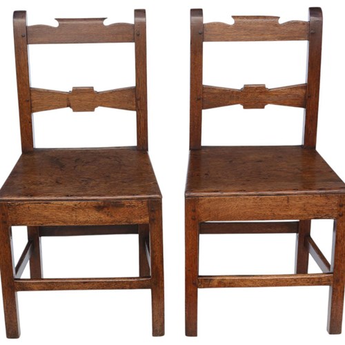 Antique 19Th Century Pair Of Oak Chairs – Fine Quality Hall, Kitchen Chairs