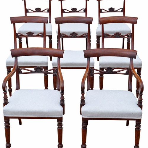 Antique C.1825 Fine Quality Set Of 8 Mahogany Dining Chairs (6+2) – 19Th Century