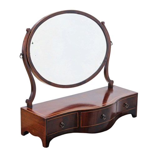 Antique Early 19Th Century Inlaid Mahogany Dressing Table Swing Mirror 