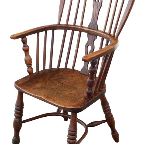 Antique 19Th Century Ash & Elm Windsor Carver Elbow-Chair – Quality Armchair