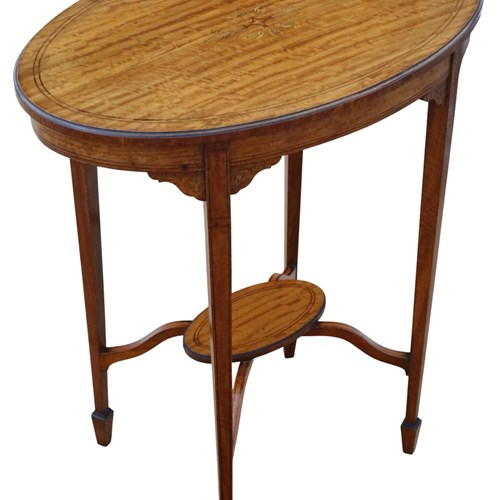 Antique C.1900 Inlaid Satin Walnut Oval Occasional / Centre Table – Fine Quality