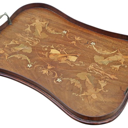 Antique Fine Quality Inlaid Mahogany Serving Tray – C.1900