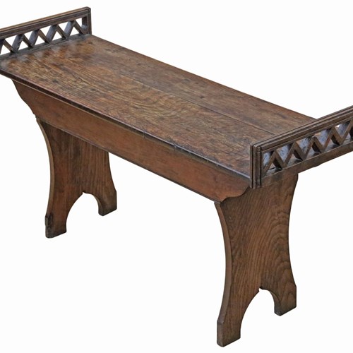 Antique 19Th Century Arts & Crafts Decorative Oak / Elm Window Seat 