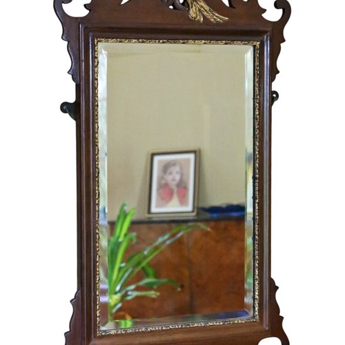 Antique C.1900 Georgian Revival Overmantle Wall Mirror –  Gilt & Mahogany