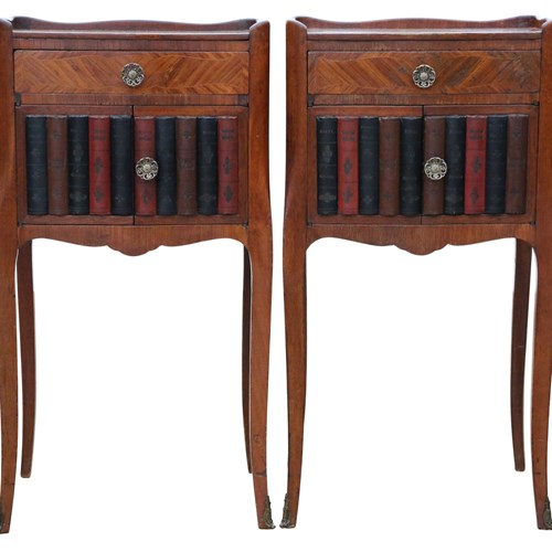 Antique Vintage Retro C.1930 Early 20Th Century French Pair Of Parquetry Bedside