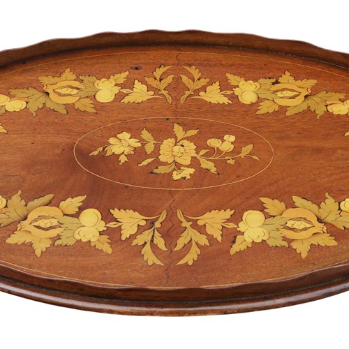 Antique 19Th Century Inlaid Mahogany Serving Tray – Fine Quality