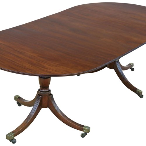 Antique 19Th Century ‘D’ End Twin Pedestal Dining Table – Fine Quality