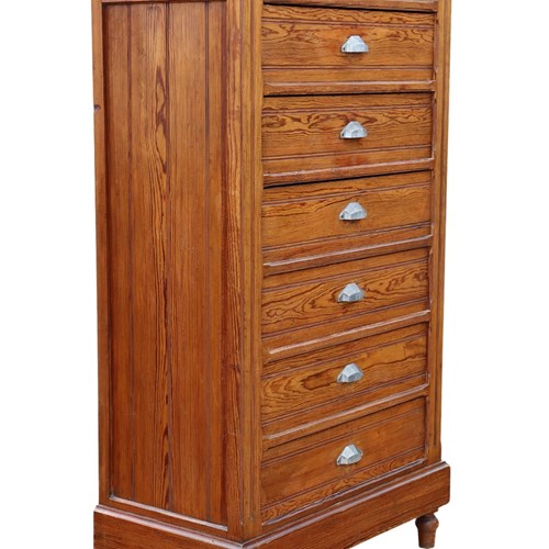  Antique C.1900 Large Pitch Pine Wellington Chest Of 7 Drawers – Fine Quality