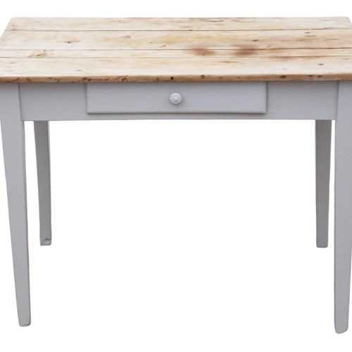 Antique 19Th Century French Scrub-Top Kitchen Table – Writing / Dressing Desk