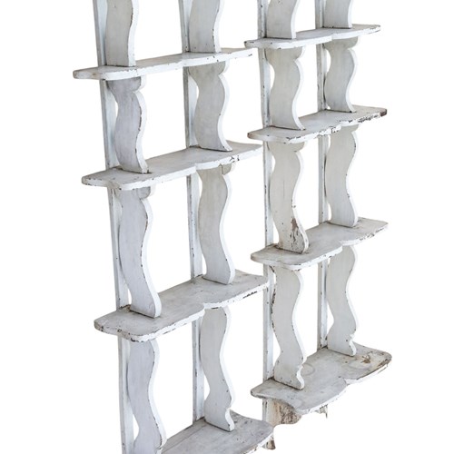 Antique Pair Of 19Th Century Painted Bookcase Display Shelves – Fine Quality
