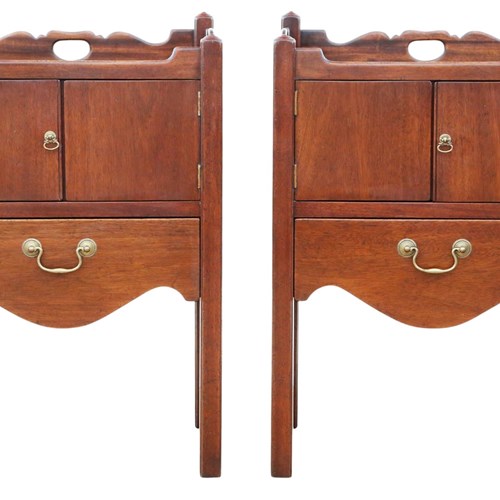 Fine Quality Pair Of Antique Georgian Revival Mahogany Bedside Tables Cupboards