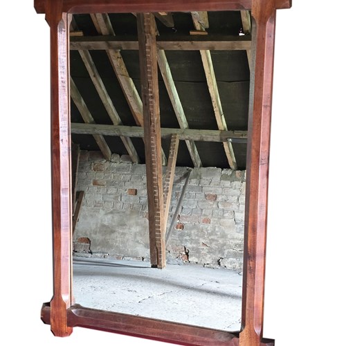 Vintage Large Quality Chunky Rustically Styled Solid Mahogany Wall Mirror