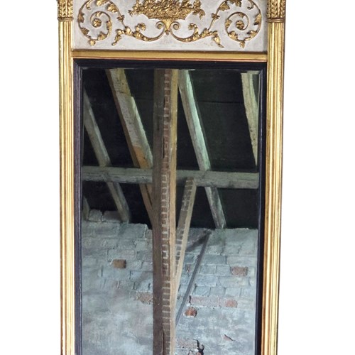 Large 19Th Century Fine Quality Antique Wall Pier Mirror Gilt And White
