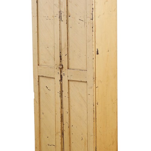 Antique 19Th Century Tall Narrow Cream Painted Cupboard Sideboard Dresser