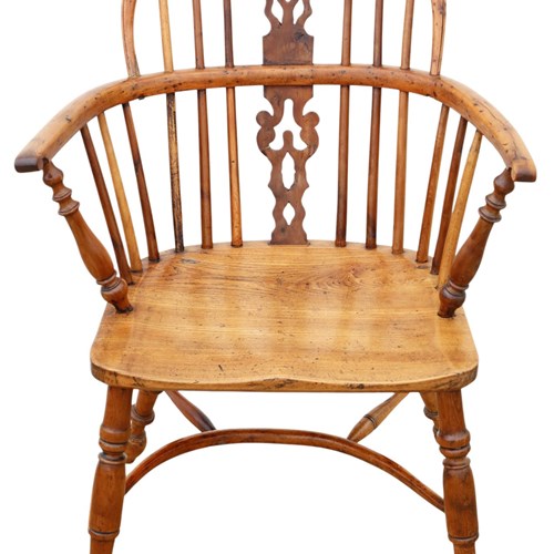 Antique 19Th Century Yew & Elm Windsor Armchair Or Carver Elbow-Chair– Fine Qual
