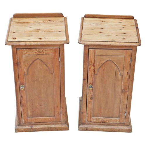 Antique Pair Of 19Th Century Victorian Gothic Bedside Tables – Nightstands