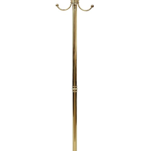 Vintage Mid-Century C.1950 Polished Brass Metal Hall Coat & Hat Stand