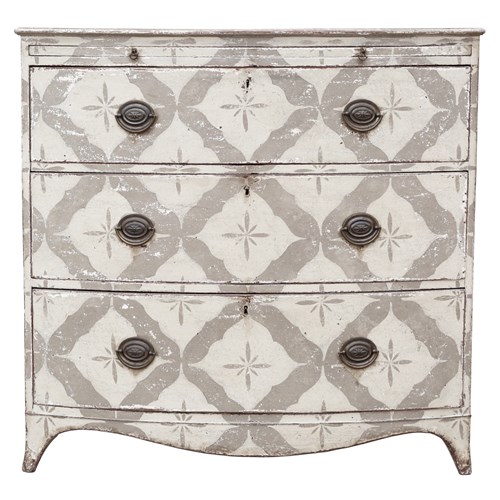 Antique 19Th Century Bow Front Chest Of Drawers