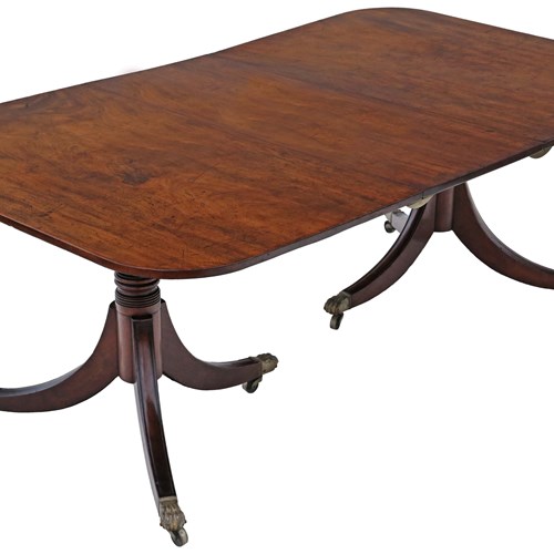 Antique Large Mahogany Extending Dining Table Double Pedestal