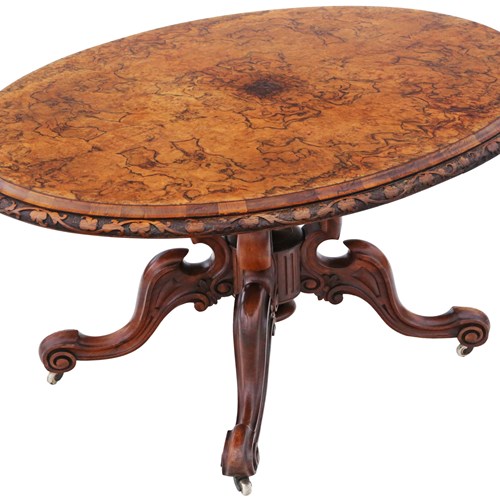 Antique Fine Quality 19Th Century Burr Walnut Breakfast Table