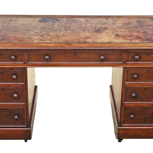 Antique Victorian C.1860 Mahogany Twin Pedestal Writing Desk – Quality Furniture