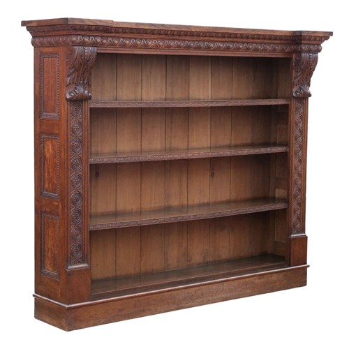 Antique 19Th Century Large Carved Oak Bookcase – Fine Quality, Country House 