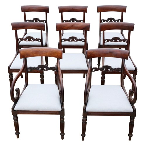Antique 19Th Century Regency Mahogany Dining Chairs – Set Of 8 (6+2)