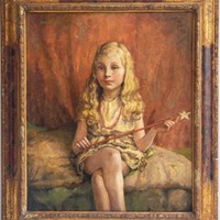 Enchanting Oil on Canvas young girl with a wand