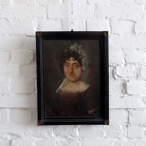 Early 19Th Century French Naive Folk Art Portrait