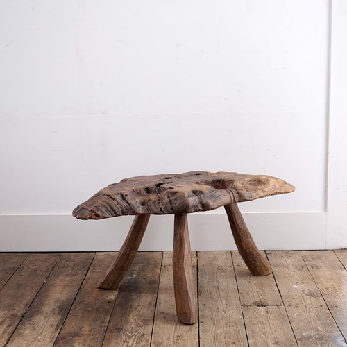 Sculptural Elm Side Table