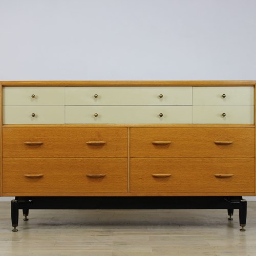 G Plan Large Late 1950’S Oak And Chinese White Chest Of Drawers