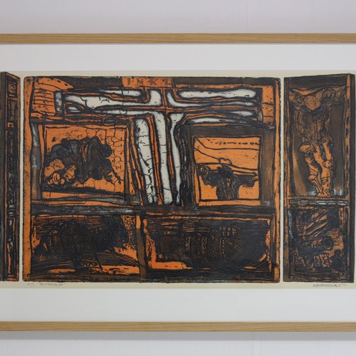 Hans Hamngren Signed Lithograph Altarpiece Dated 1965