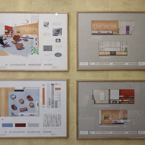 Set Of 4 Interior Design Watercolours C 1960