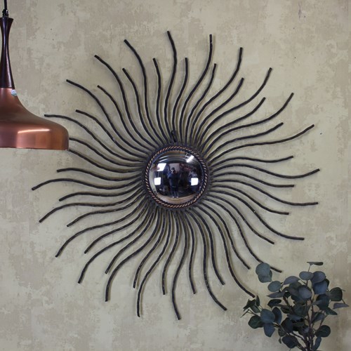 Large 1950’S French Metal Sunburst Mirror