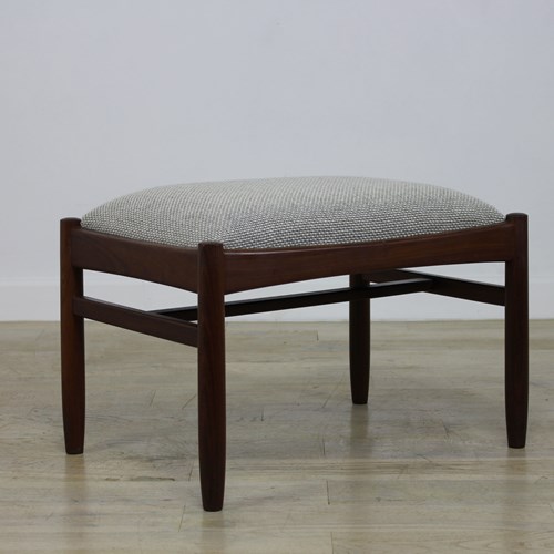 A Younger 1960’S Teak Stool Newly Upholstered