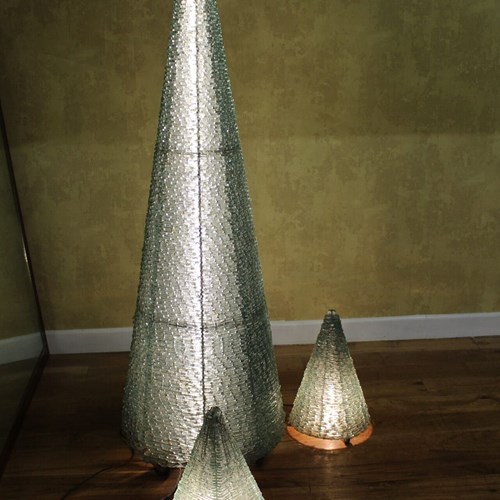 Amazing French 1970’S Wired Glass Floor Lamp 159Cms