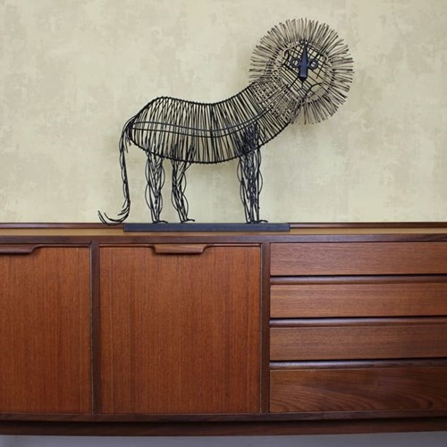 1970’S Brutalist Metal Lion Sculpture 75Cms In Length