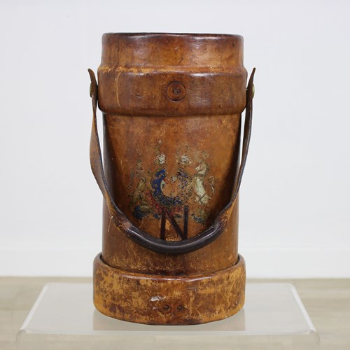 Antique Leather Fire Bucket Or Waste Bin