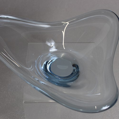 Holmegaard Triangular Freeform Glass Bowl By Per Lutken