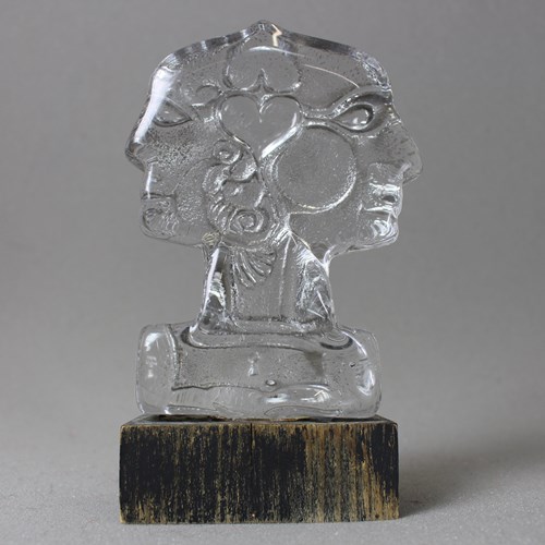 Bertil Vallien Glass Janus Sculpture By Boda