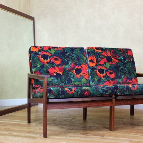 Danish 2 Seat Rosewood Capella Sofa By Illum Wikkelso.